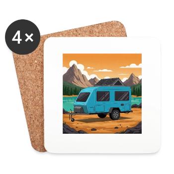 Camping in den Bergen, Natur, Freiheit - Untersetzer (4er-Set) - Weiß - Vorne