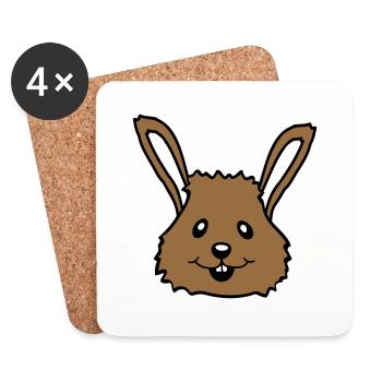 Hase Kaninchen Häschen Cartoon Kleintier niedlich - Untersetzer (4er-Set) - Weiß - Vorne