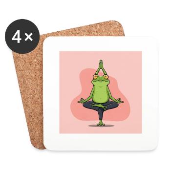 The Yoga Frog: Relaxation and Balance - Coasters (set of 4) - white - Front