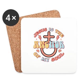 Jesus ist der Anker - Untersetzer (4er-Set) - Weiß - Vorne