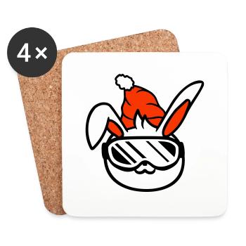 Bunny Ski Goggles Ski Bunny Skiing Ski Goggles Cap - Coasters (set of 4) - white - Front