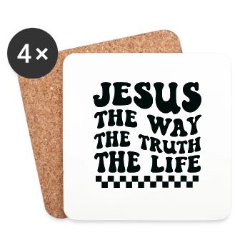 Jesus ist der Weg, die Wahrheit und das Leben - Untersetzer (4er-Set) - Weiß - Vorne
