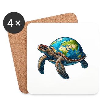Journée de la Terre de la tortue - Dessous de verre (lot de 4) - blanc - Devant