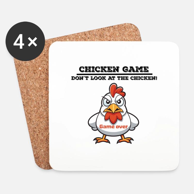 Chicken game - Untersetzer (4er-Set) - Weiß