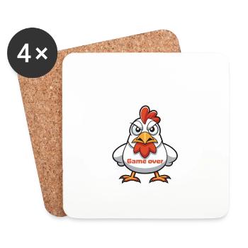 Chicken game white - Coasters (set of 4) - white - Front