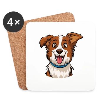 Border Collie Portrait - Dessous de verre (lot de 4) - blanc - Devant