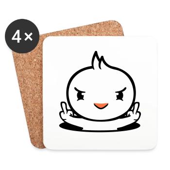 Bird Evil Bottom Hole Middle Finger Show Bad Boy - Coasters (set of 4) - white - Front
