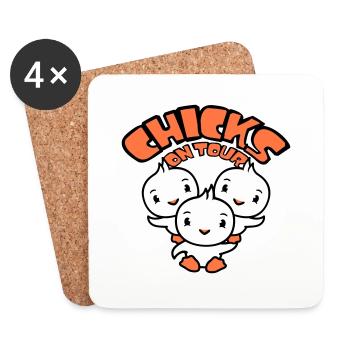 3 Birds Chicks on Tour Saying Party Girls Women - Coasters (set of 4) - white - Front