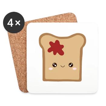 kawaii toast with jam - Coasters (set of 4) - white - Front