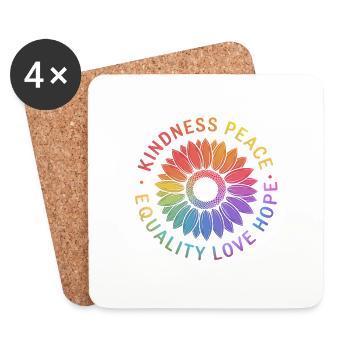Sunflower Gay Pride Month Rainbow LGBT LGBTQ+ - Coasters (set of 4) - white - Front