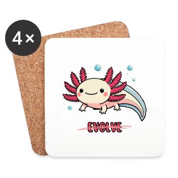 Evolve Axolotl – Süßes Motiv mit Message - Untersetzer (4er-Set) - Weiß - Vorne