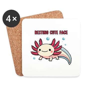 Axolotl - Resting cute face - Coasters (set of 4) - white - Front