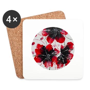 Fleur - Dessous de verre (lot de 4) - blanc - Devant