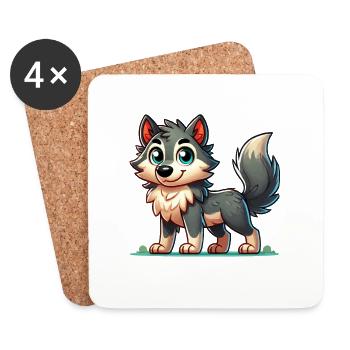 Bande dessinée loup - Dessous de verre (lot de 4) - blanc - Devant