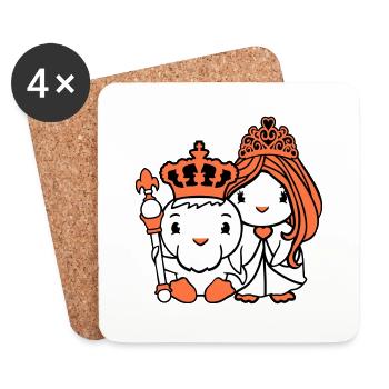2 Ducks King Queen Prince Princess Couple Crown - Coasters (set of 4) - white - Front