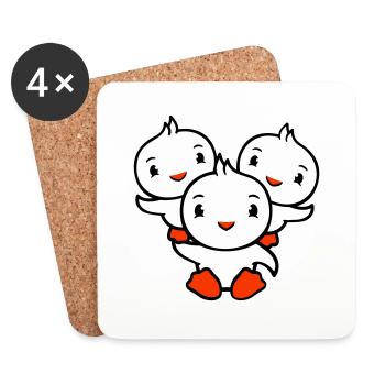 3 Ducks Dad Mom Kids Shoulders Holding Circus - Coasters (set of 4) - white - Front
