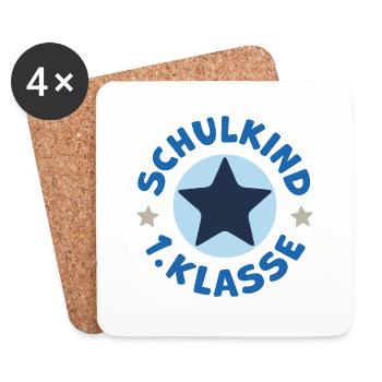 Schulkind 2026 Einschulung Schulanfang Erstklassig - Untersetzer (4er-Set) - Weiß - Vorne