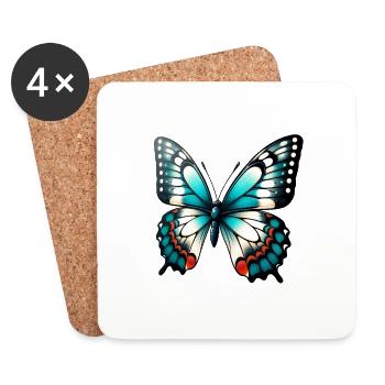 Kawaii Butterfly - Dessous de verre (lot de 4) - blanc - Devant