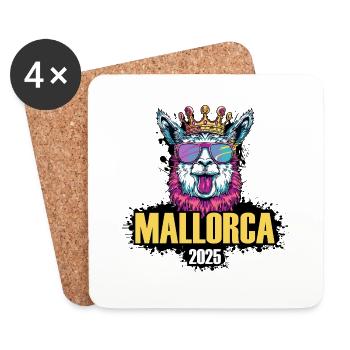 Majorque 2025 Vacances de fête de l’alpaga - Dessous de verre (lot de 4) - blanc - Devant