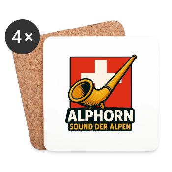 Alphorn Sound der Alpen - Untersetzer (4er-Set) - Weiß - Vorne
