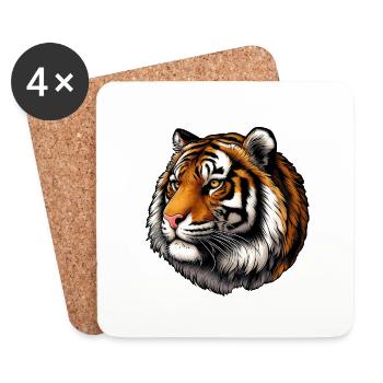 Tiger Tiger Cat: A Royal Cat - Coasters (set of 4) - white - Front