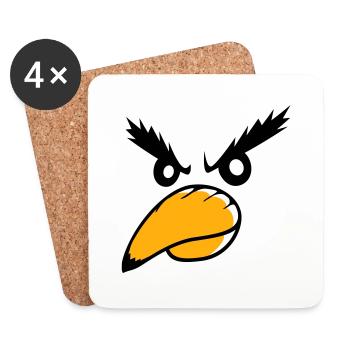 Rabe Vogel guckt böse cool lustig Comic Humor Spaß - Untersetzer (4er-Set) - Weiß - Vorne