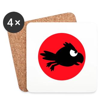 Rabe Vogel fliegt schnel lustig Comic Humor Logo - Untersetzer (4er-Set) - Weiß - Vorne