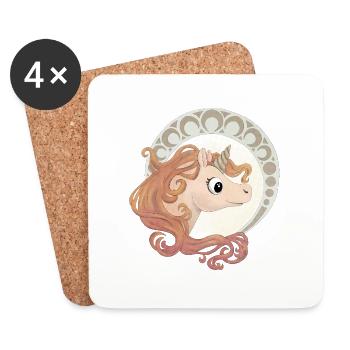 Elegantes Einhorn - Untersetzer (4er-Set) - Weiß - Vorne
