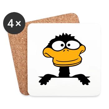 Canard a l’air drôle, maladroit, anxieux, confus, comique - Dessous de verre (lot de 4) - blanc - Devant