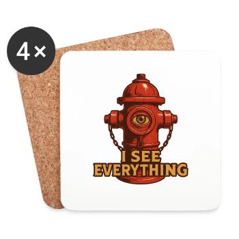 Ich sehe alles I see everything Hydrant - Untersetzer (4er-Set) - Weiß - Vorne