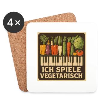 Piano ich spiele vegetarisch - Untersetzer (4er-Set) - Weiß - Vorne