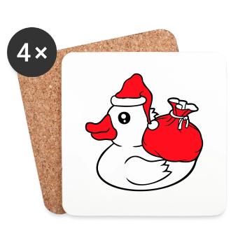 Chapeau de sac de canard Père Noël Noël Avent - Dessous de verre (lot de 4) - blanc - Devant