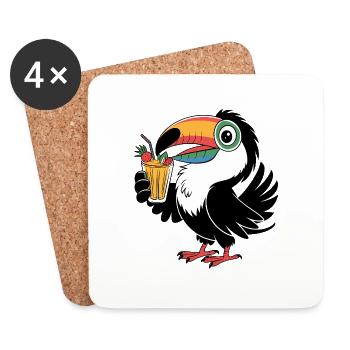 Toucan mignon - Dessous de verre (lot de 4) - blanc - Devant