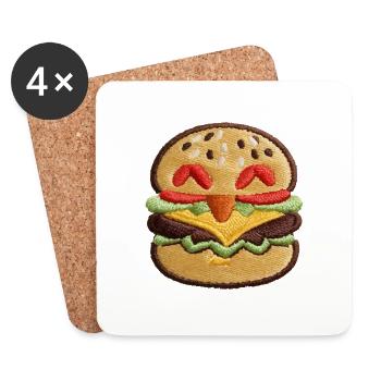 Embroidered burger - Coasters (set of 4) - white - Front