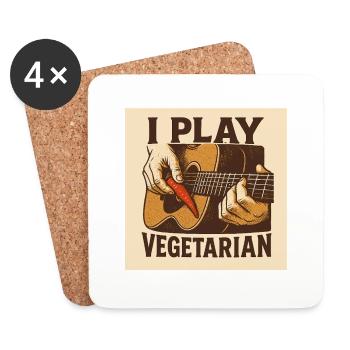 Guitar I play vegetarian - Untersetzer (4er-Set) - Weiß - Vorne
