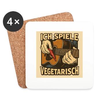 Gitarre ich spiele vegetarisch - Untersetzer (4er-Set) - Weiß - Vorne