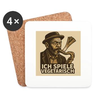 Saxophon Ich spiele vegetarisch - Untersetzer (4er-Set) - Weiß - Vorne