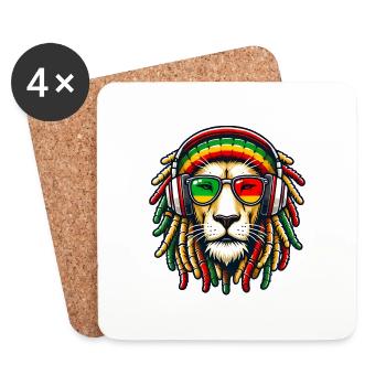 Reggae Lion Rasta Jamaica - Coasters (set of 4) - white - Front