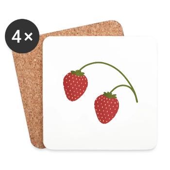 Fraises - Dessous de verre (lot de 4) - blanc - Devant