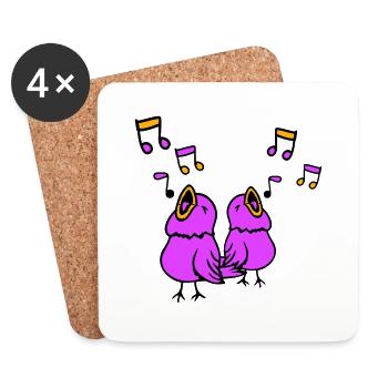 Singvögel singen Musiknoten Spatz zwitschern Musik - Untersetzer (4er-Set) - Weiß - Vorne