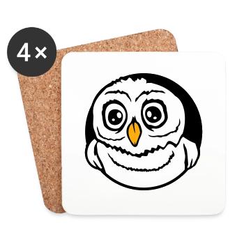 hibou oiseau aigle hibou hibou nuit oiseau effraie des granges chouette bande dessinée - Dessous de verre (lot de 4) - blanc - Devant
