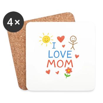Ich liebe dich Mama,Muttertag,Weihnachten,Humor - Untersetzer (4er-Set) - Weiß - Vorne