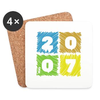 18. Geburtstag Farbige Patches since 05/2007 - Coasters (set of 4) - white - Front