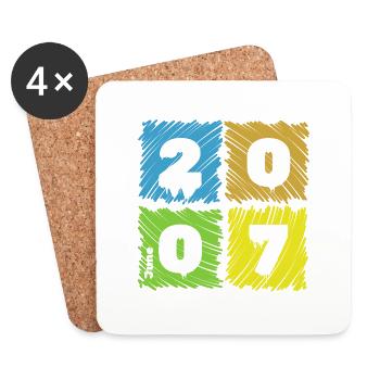 18. Geburtstag Farbige Patches since 06/2007 - Coasters (set of 4) - white - Front