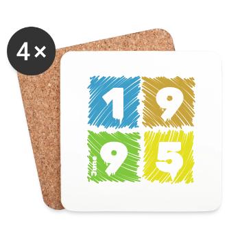 30. Geburtstag Farbige Patches depuis 06/1995 - Dessous de verre (lot de 4) - blanc - Devant