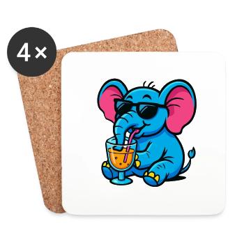 Elephant Comic Cocktail - Coasters (set of 4) - white - Front