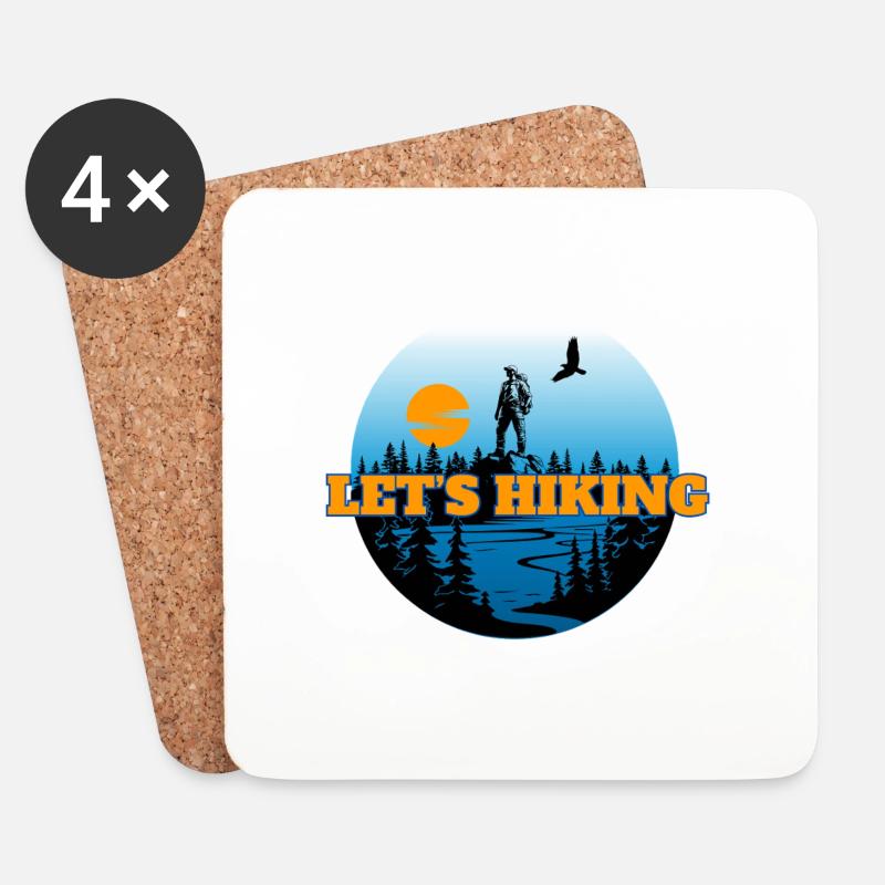 Lets hiking - Untersetzer (4er-Set) - Weiß