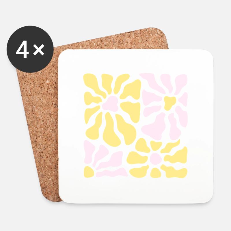 Pastel Flower Power - Untersetzer (4er-Set) - Weiß