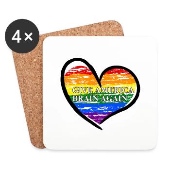 Give America Brain Again Rainbow LGBTQ - Untersetzer (4er-Set) - Weiß - Vorne