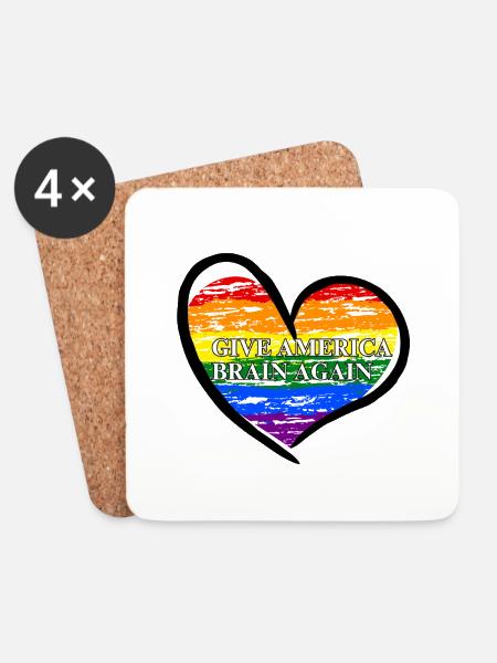 Give America Brain Again Rainbow LGBTQ - Untersetzer (4er-Set) - Weiß